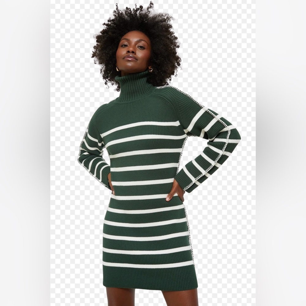 Striped Long Sleeve Turtleneck Dress